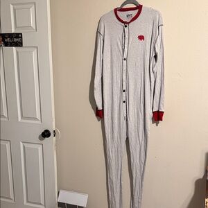 Lazy One Light Gray and Red Kids Footie